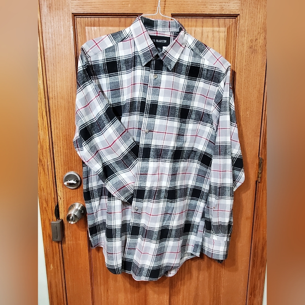 PB Martin Black and White Plaid Men's Shirt Sz Tall LT Vintage